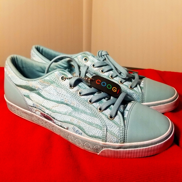 COOGI Shoes - COOGI CWF017 sky blue knit casual sneakers